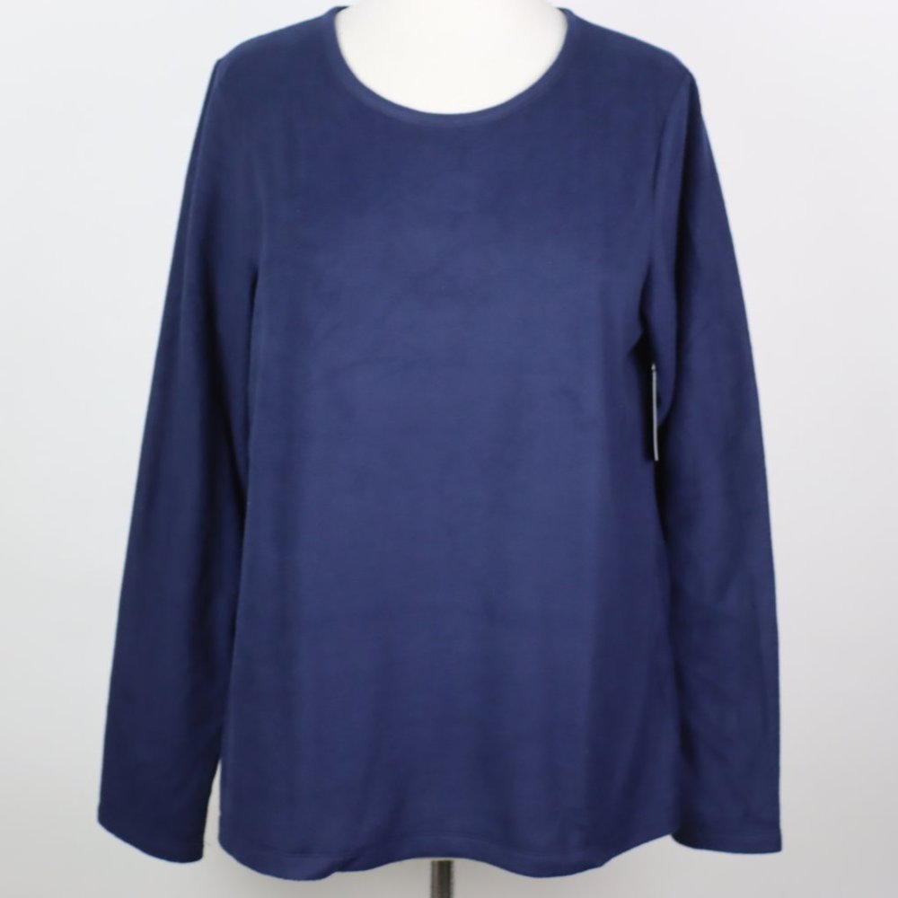 NWT Croft & Barrow Womens Medium Navy Soft Fleece Sleep Shirt